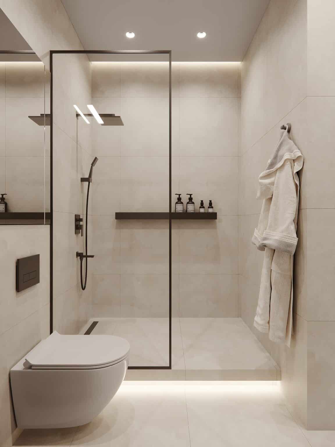 Beige,Bathroom,Interior,With,Double,Sink,And,Mirror,,Carpet,On